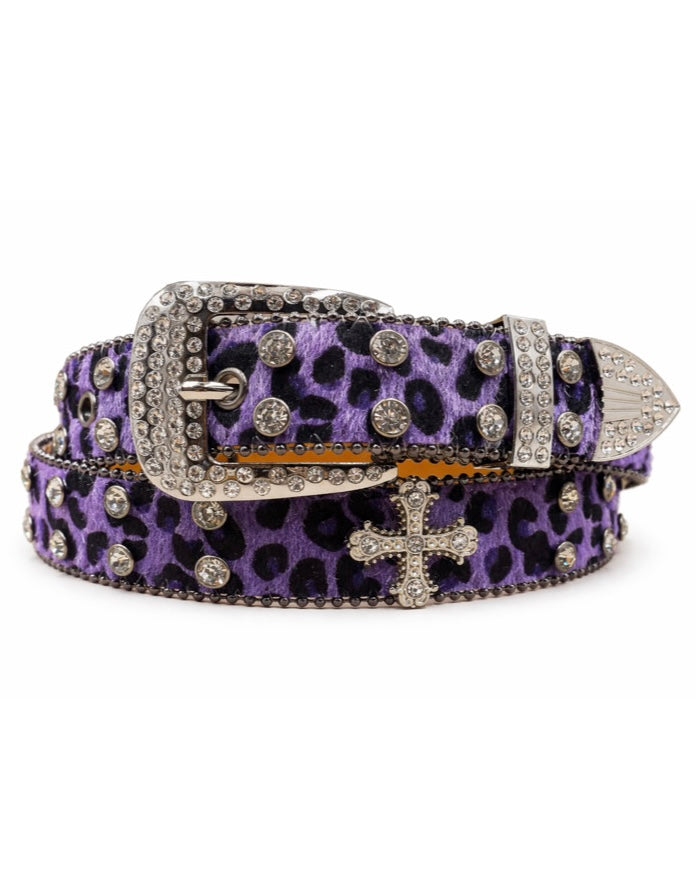 Leopard Crystal Cross Belt