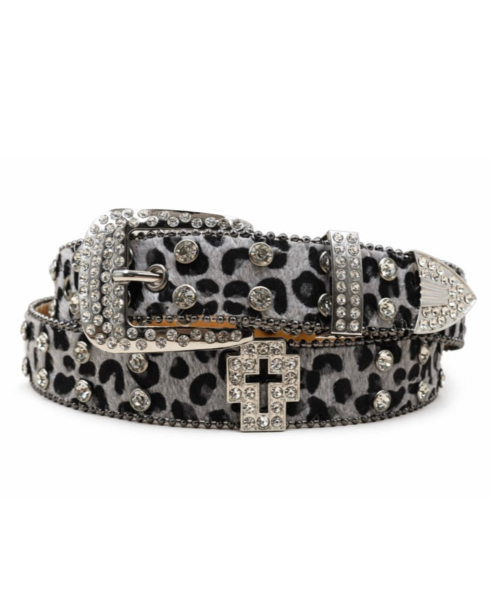 Leopard Crystal Cross Belt