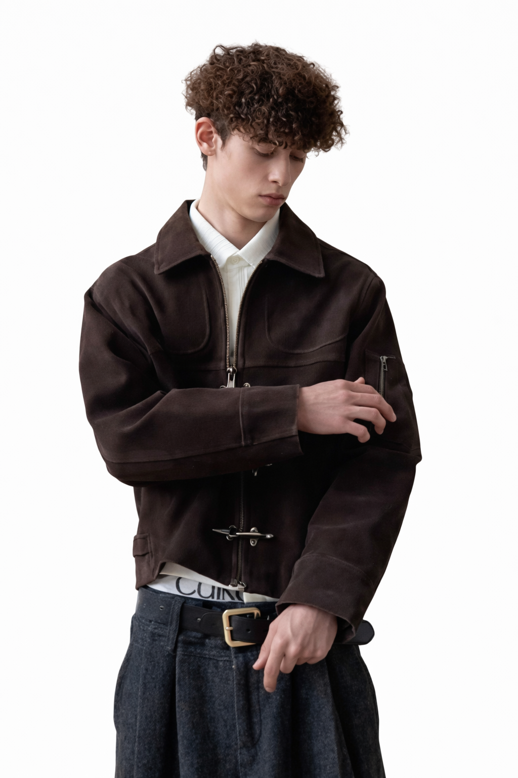 Toggle Suede Officer Jacket
