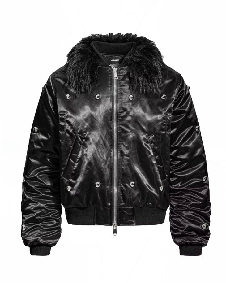 Noir Fur Satin Jacket