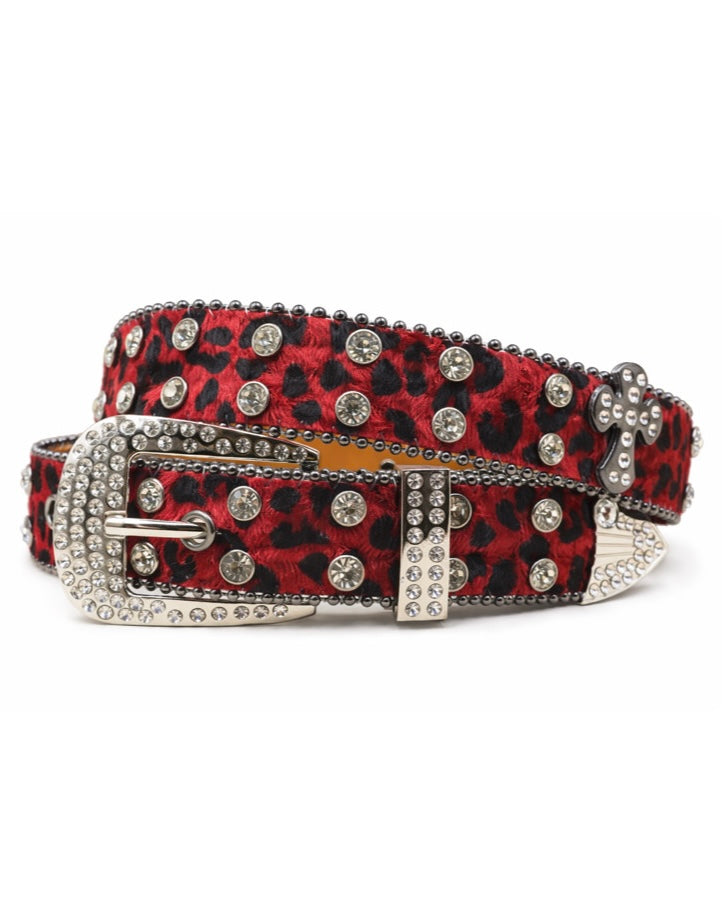 Leopard Crystal Cross Belt