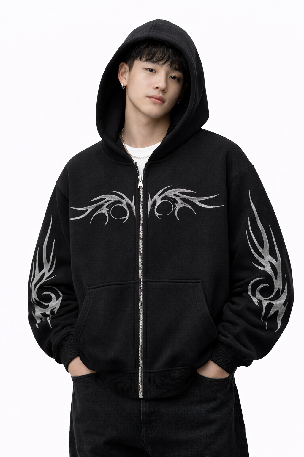 Tribal Flame Zip Hoodie