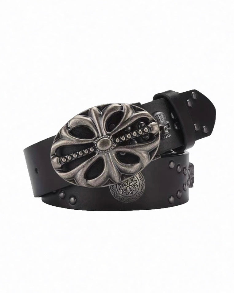 Gothic Cross Buckle Leather Belt