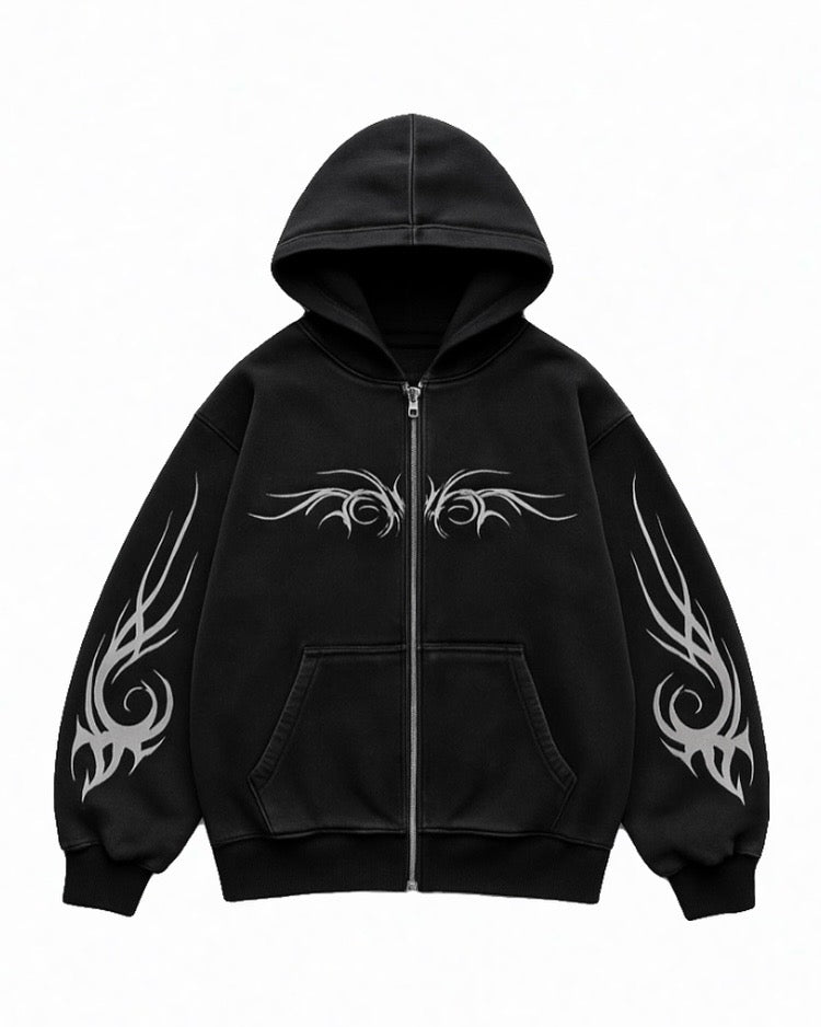 Tribal Flame Zip Hoodie